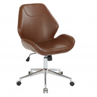 OSP Home Furnishings SB546SA-DU41 Chatsworth Office Chair in Saddle Faux Leather with Chrome Base